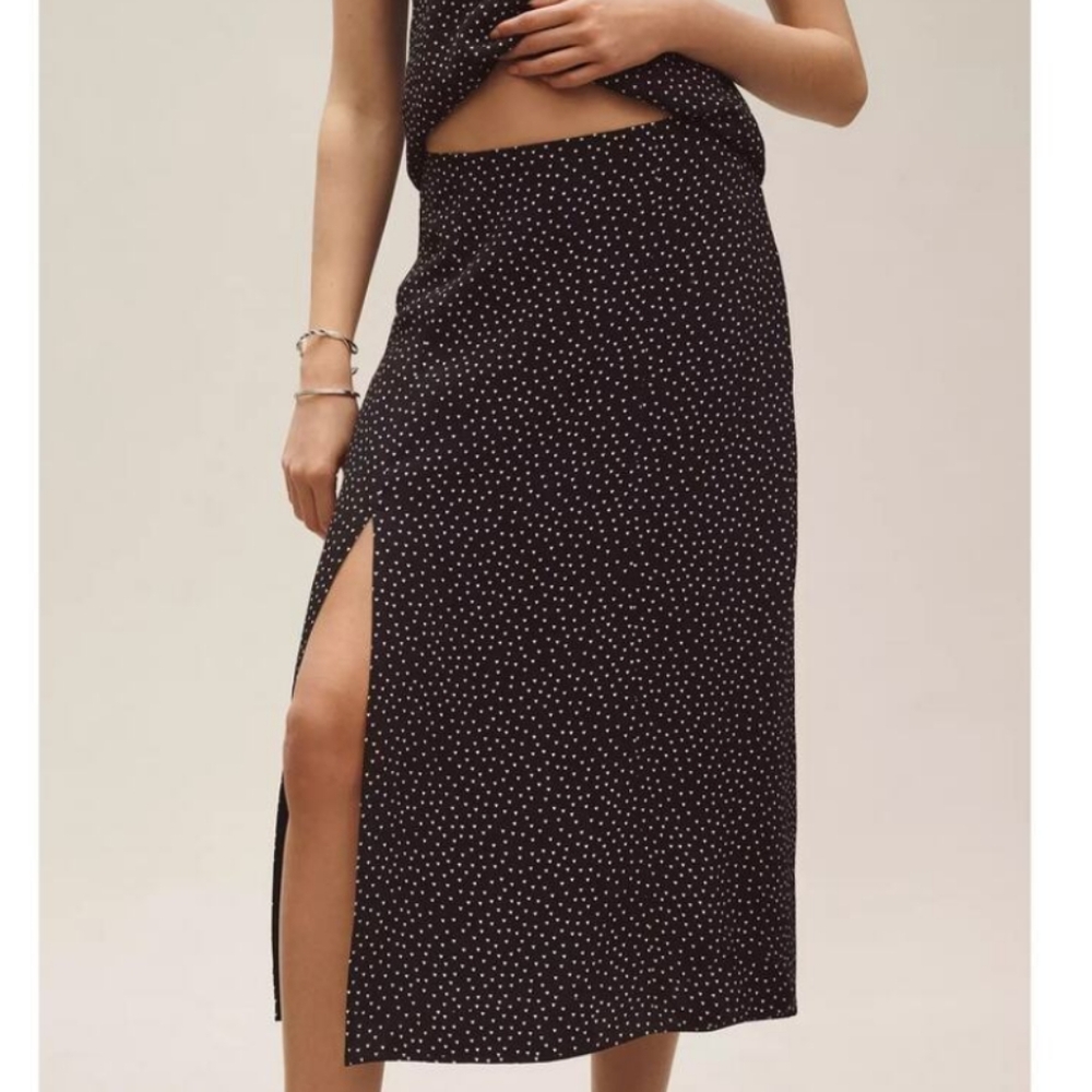 Maeve Anthropologie Skirt And Top Black And White Heart Print